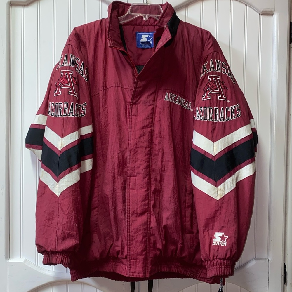 90s Arkansas Razorbacks Jacket Coat XL Vintage Starter - Picture 2 of 8